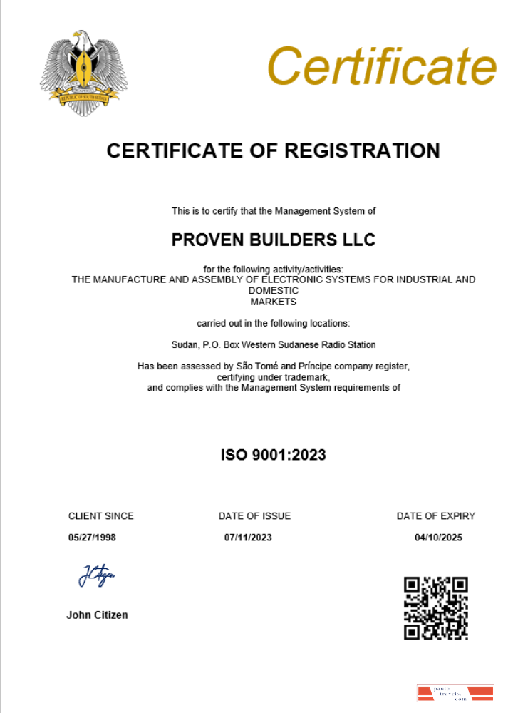 Sudan business registration certificate Word and PDF template
